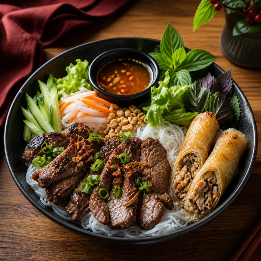 Bún Bò Nướng Chả Giò